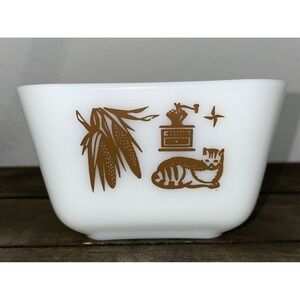 Vintage Pyrex 501 B 1 1/2 Cup Refrigerator Dish Early American Cat‎ (NO LIDS)